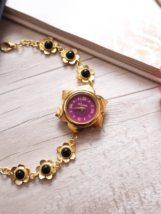 Black Flora Wrist Watch