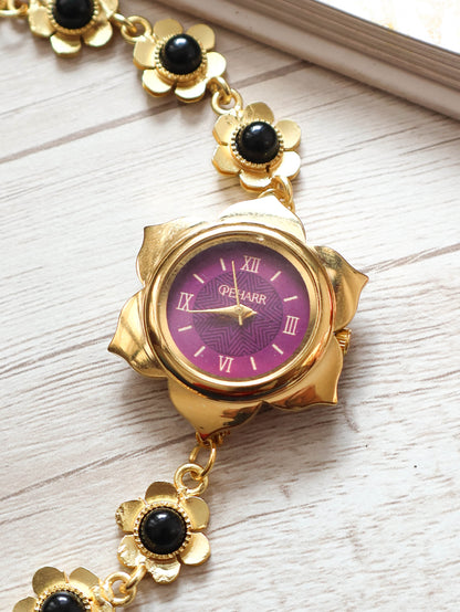 Black Flora Wrist Watch