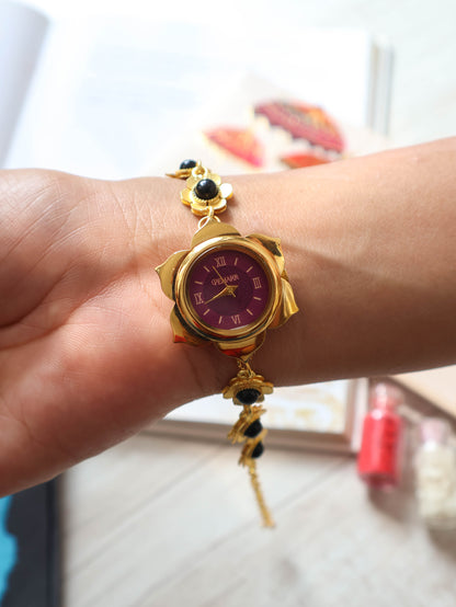 Black Flora Wrist Watch