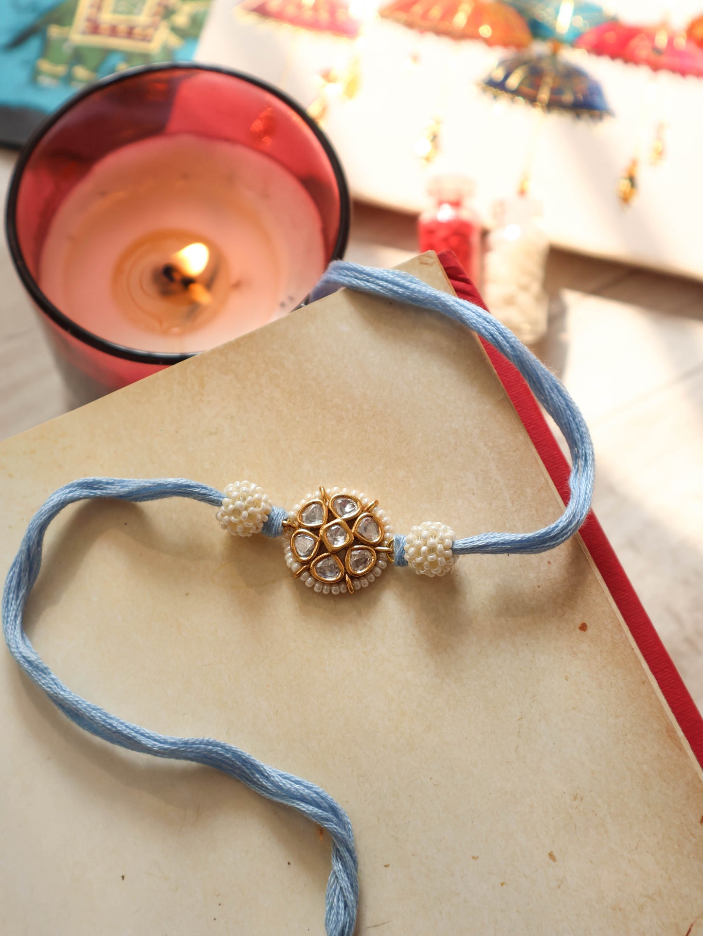 Jigar Polki Blue Rakhi