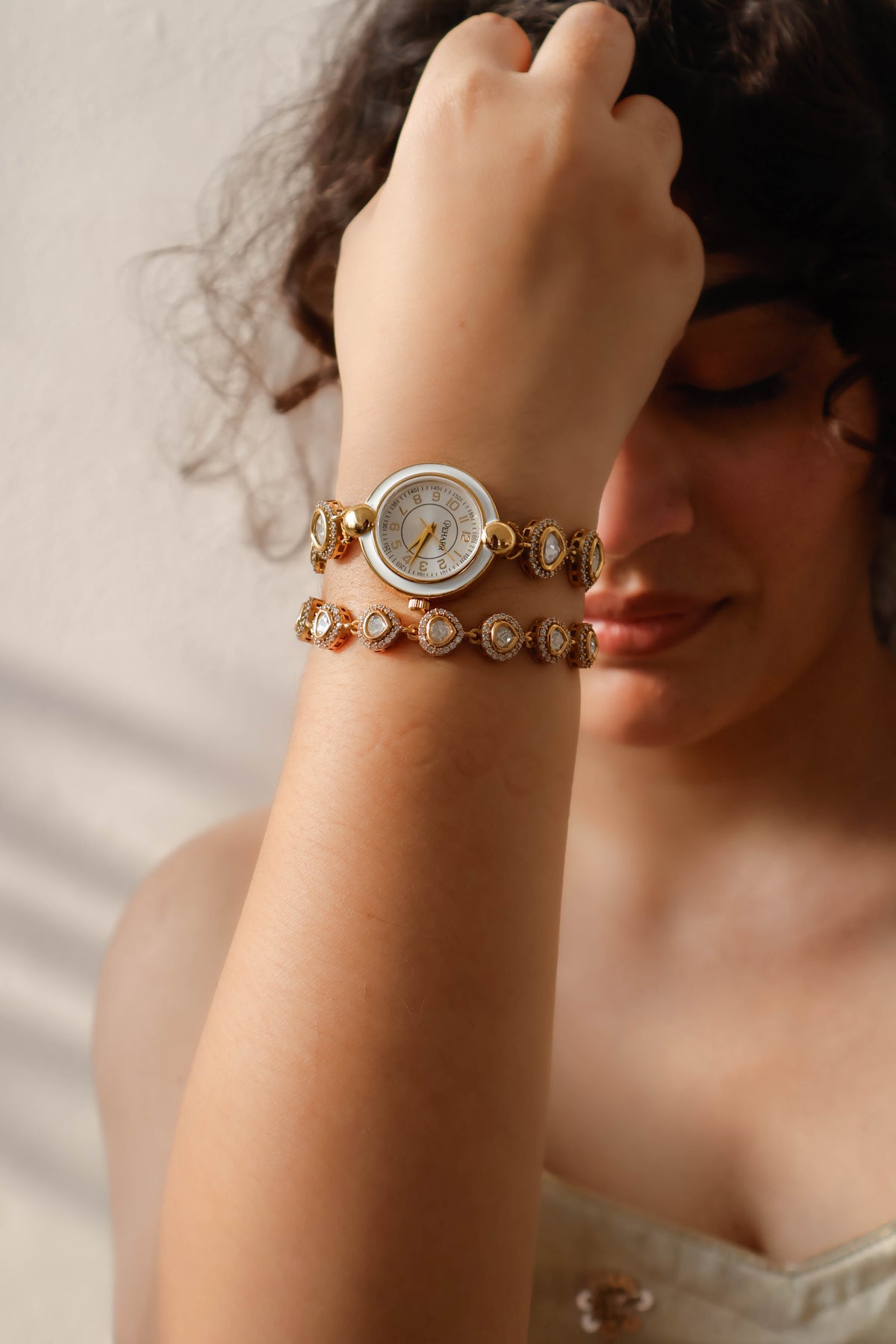 Amruta Polki Wrist Watch & Bracelet Set