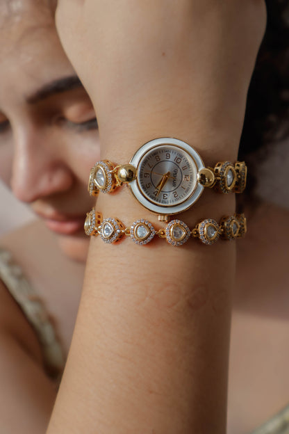 Amruta Polki Wrist Watch & Bracelet Set