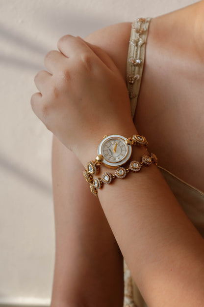 Amruta Polki Wrist Watch & Bracelet Set
