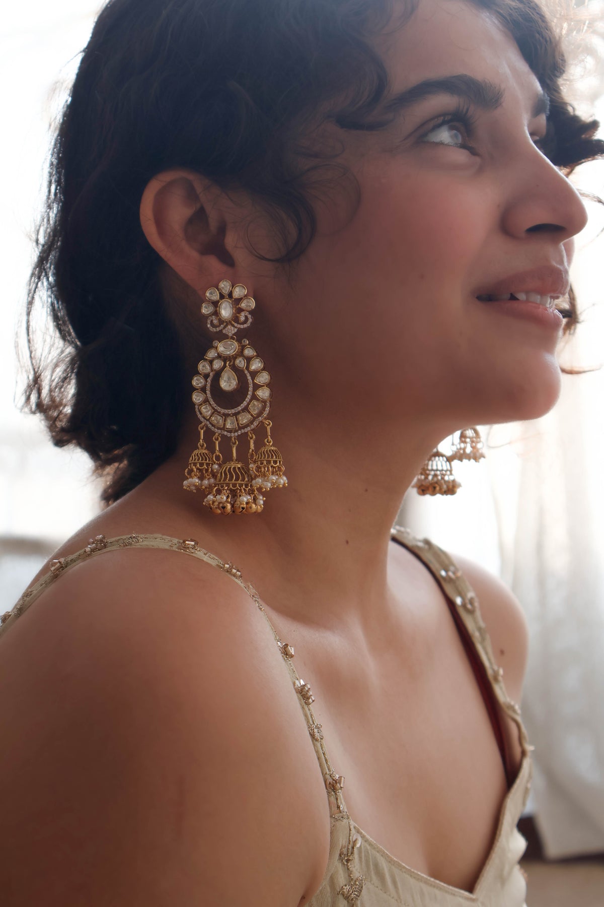 Mehar Polki Chandbali Earrings