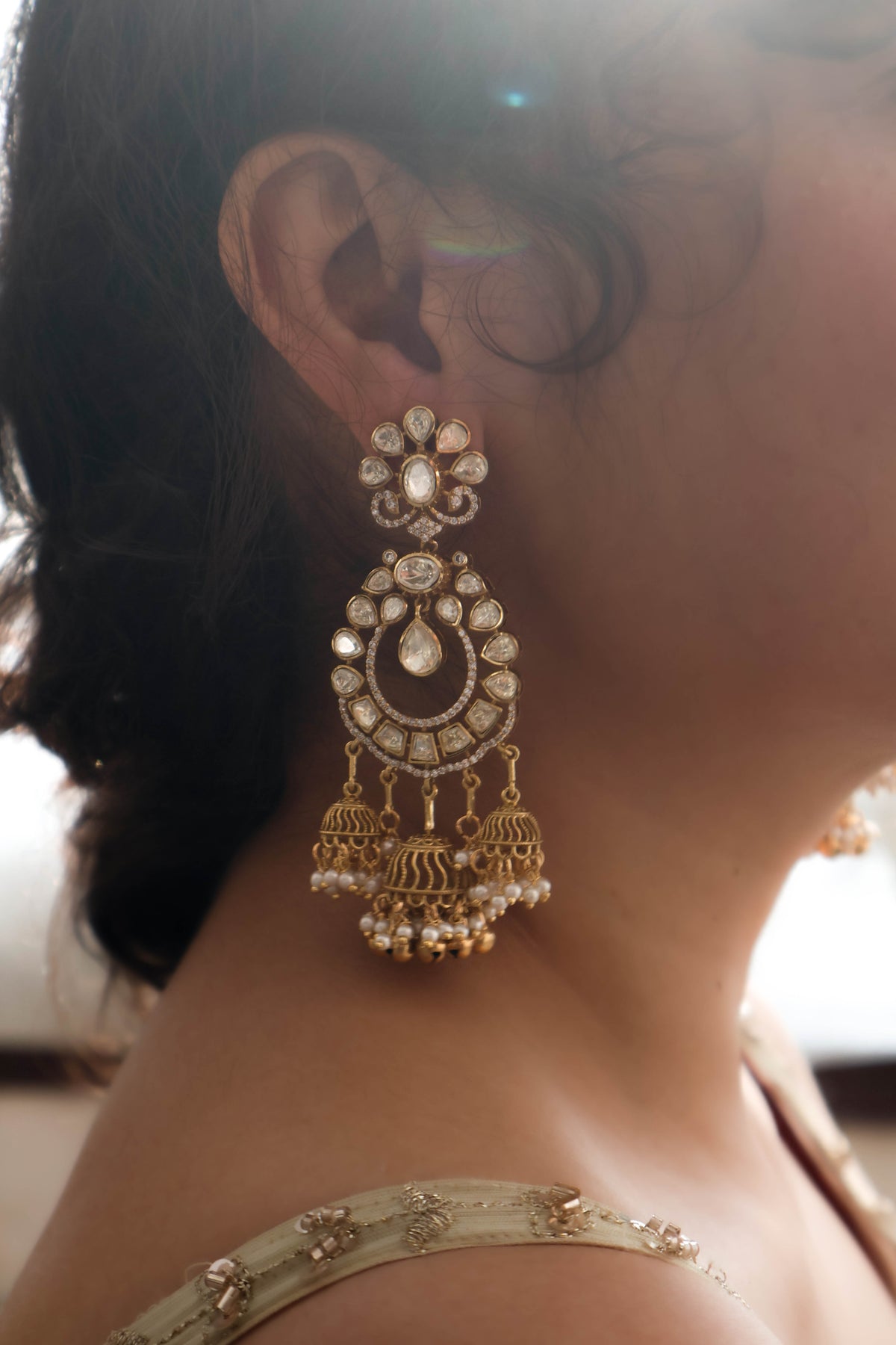 Mehar Polki Chandbali Earrings