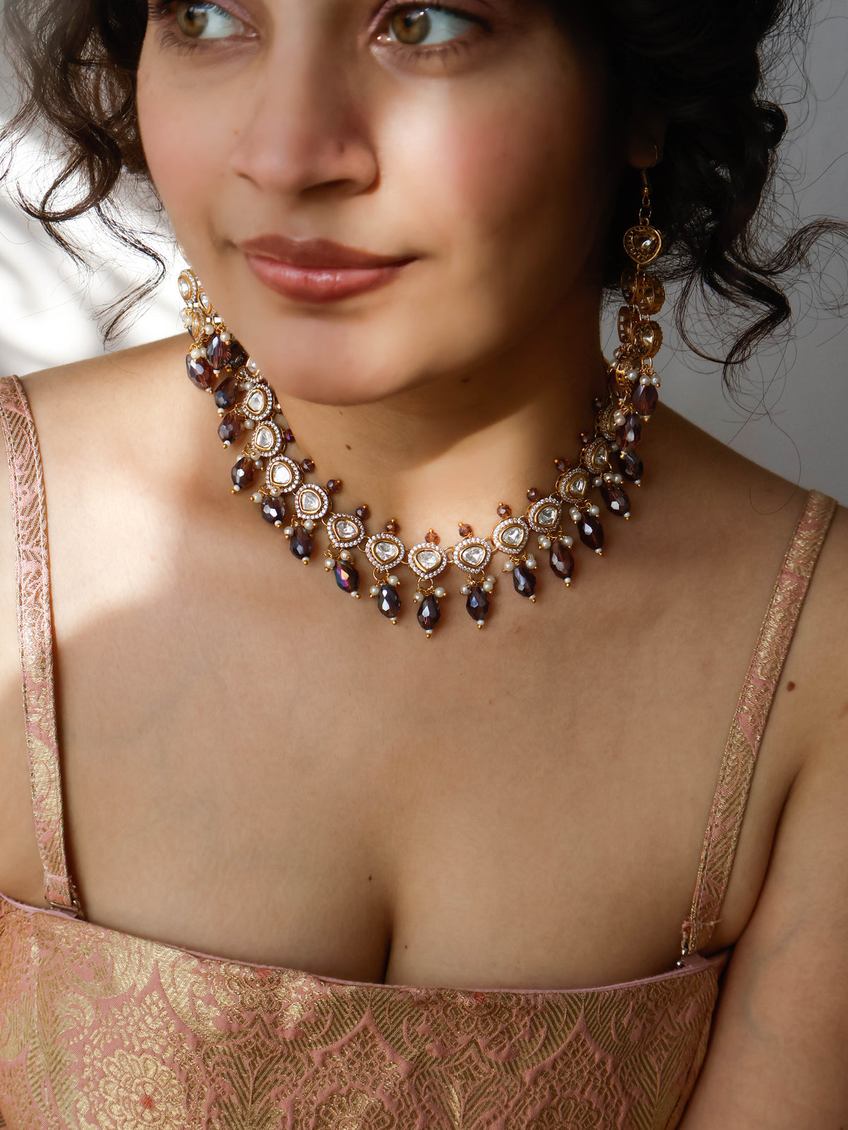 Jolene Polki Purple Necklace Set