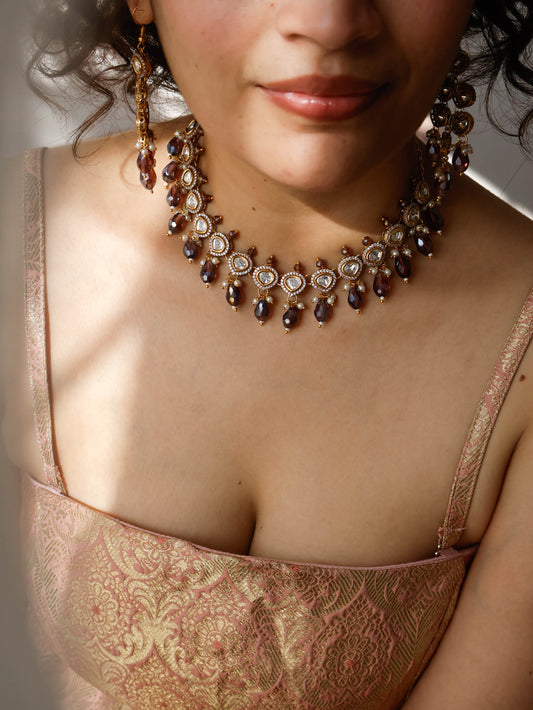 Jolene Polki Purple Necklace Set