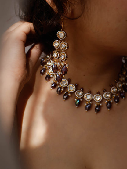 Jolene Polki Purple Necklace Set