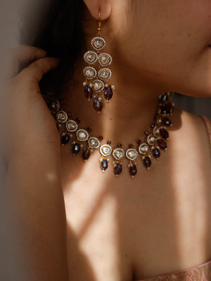 Jolene Polki Purple Necklace Set
