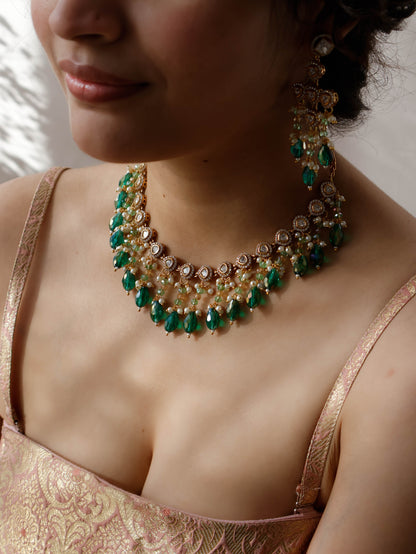 Jolene Polki Green Necklace Set