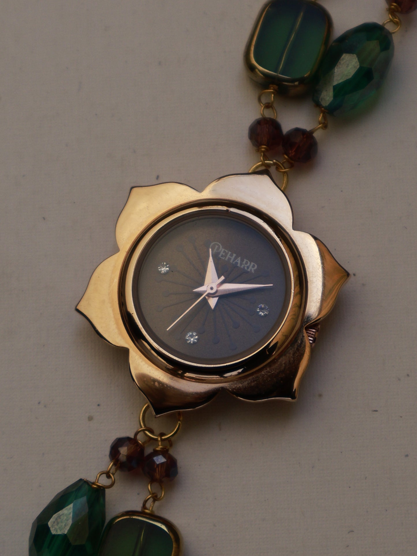 Carlton Green Floral Wrist Watch