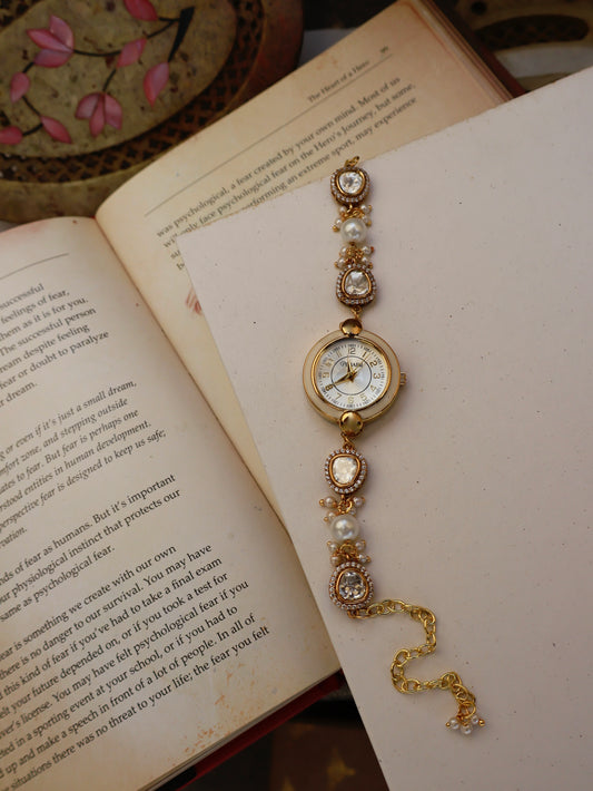 Antique Dial Polkis & Pearls Wrist Watch