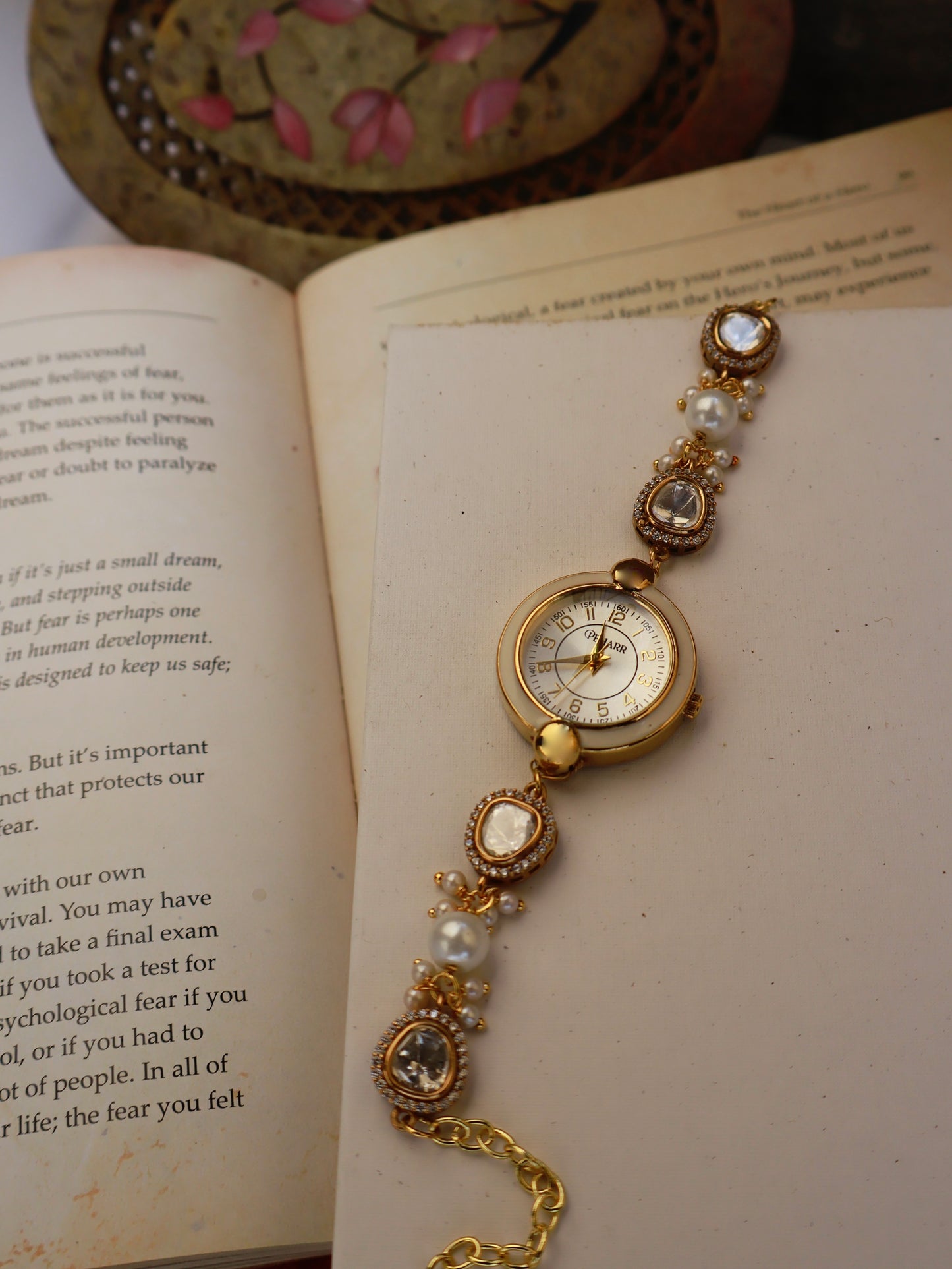 Antique Dial Polkis & Pearls Wrist Watch
