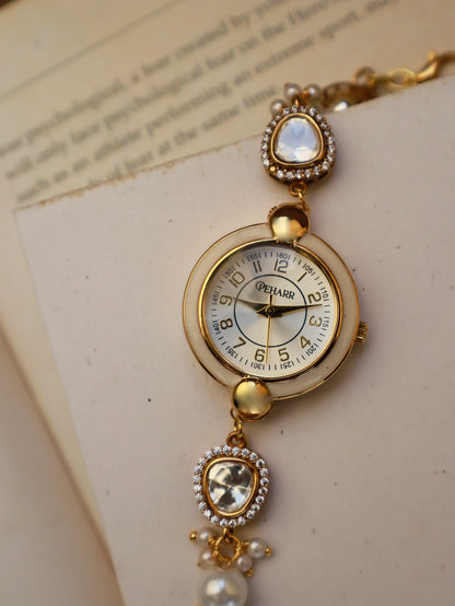 Antique Dial Polkis & Pearls Wrist Watch