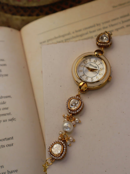 Antique Dial Polkis & Pearls Wrist Watch