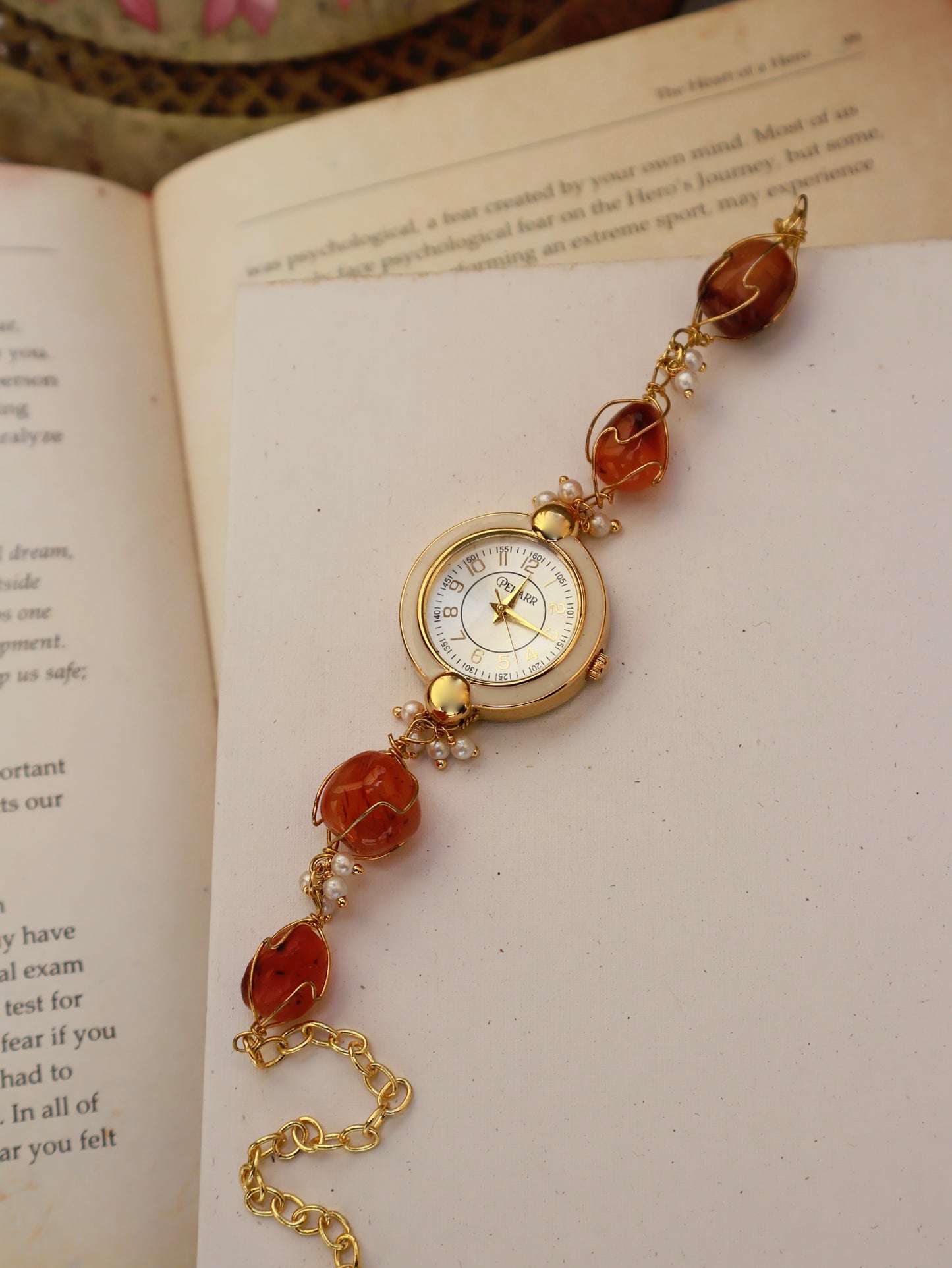 Tulips Stone Cage Orange Wrist Watch