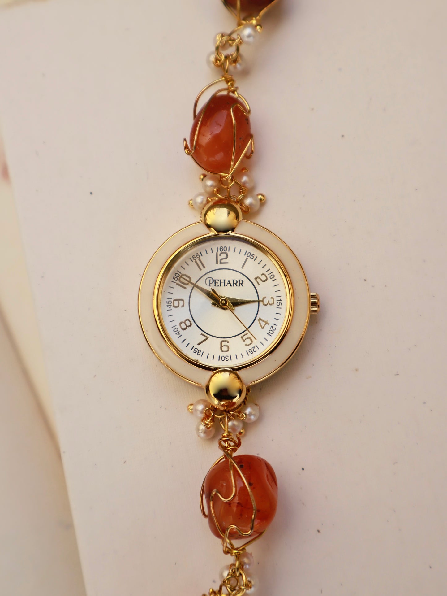 Tulips Stone Cage Orange Wrist Watch