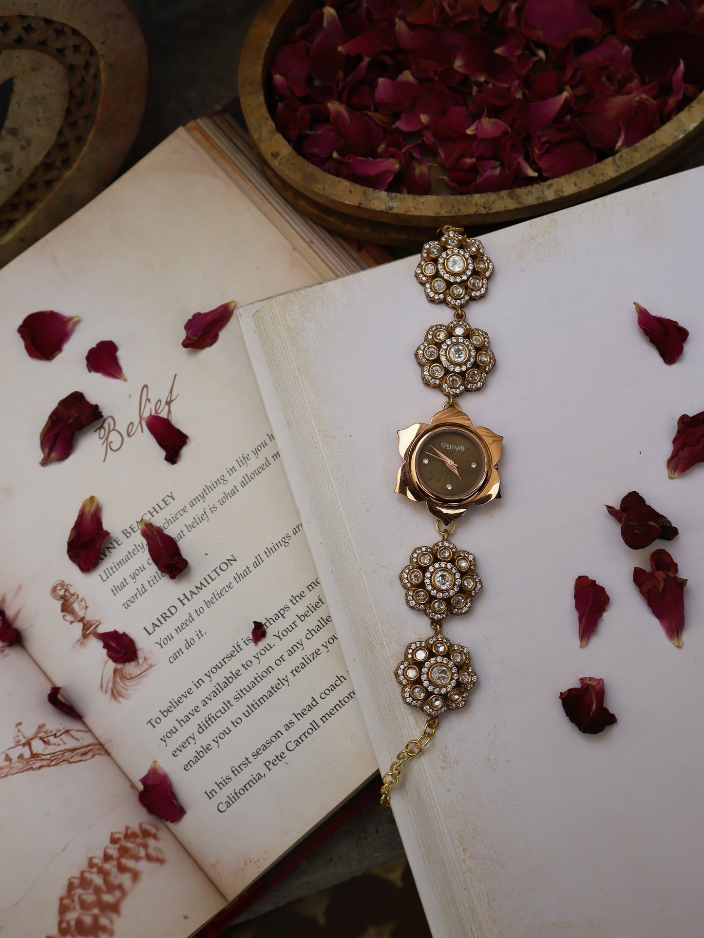 Floral Dial Antique Polkis Wrist Watches