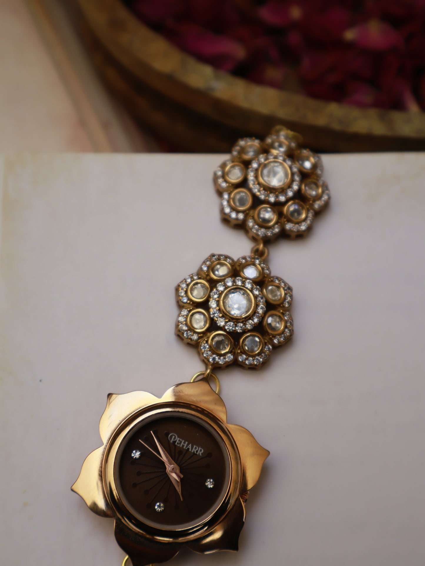 Floral Dial Antique Polkis Wrist Watches
