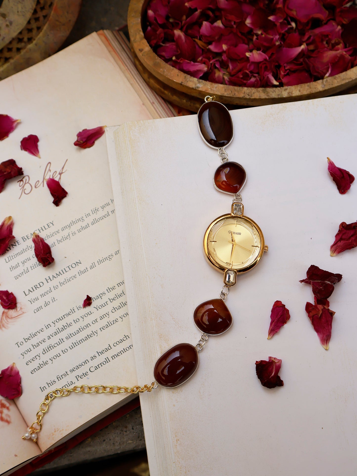 Antique Dial Red Ombre Wrist Watch