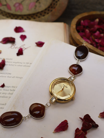 Antique Dial Red Ombre Wrist Watch