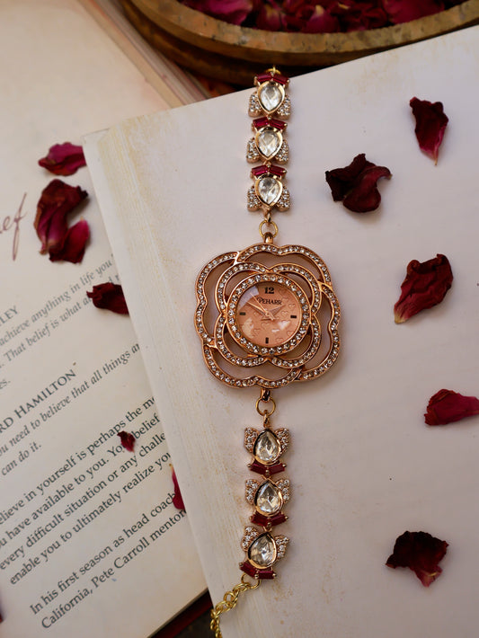 Polkis Petals Rose Gold Finish Wrist Watch