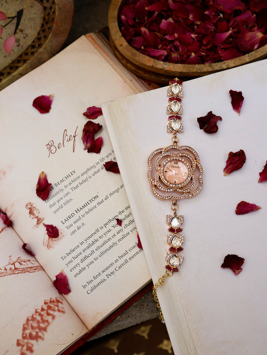 Polkis Petals Rose Gold Finish Wrist Watch