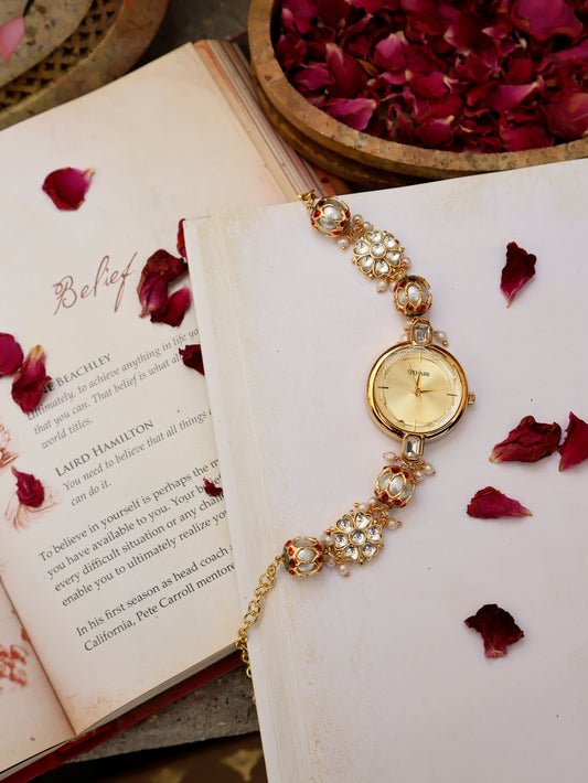Florals & Pearl Balls Wrist Watch