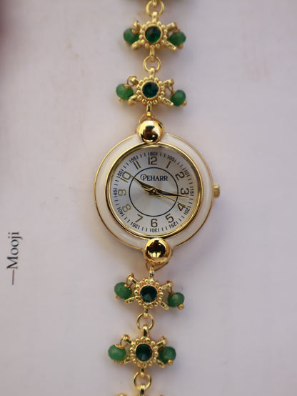 Sage Green Kundan Wrist Watch