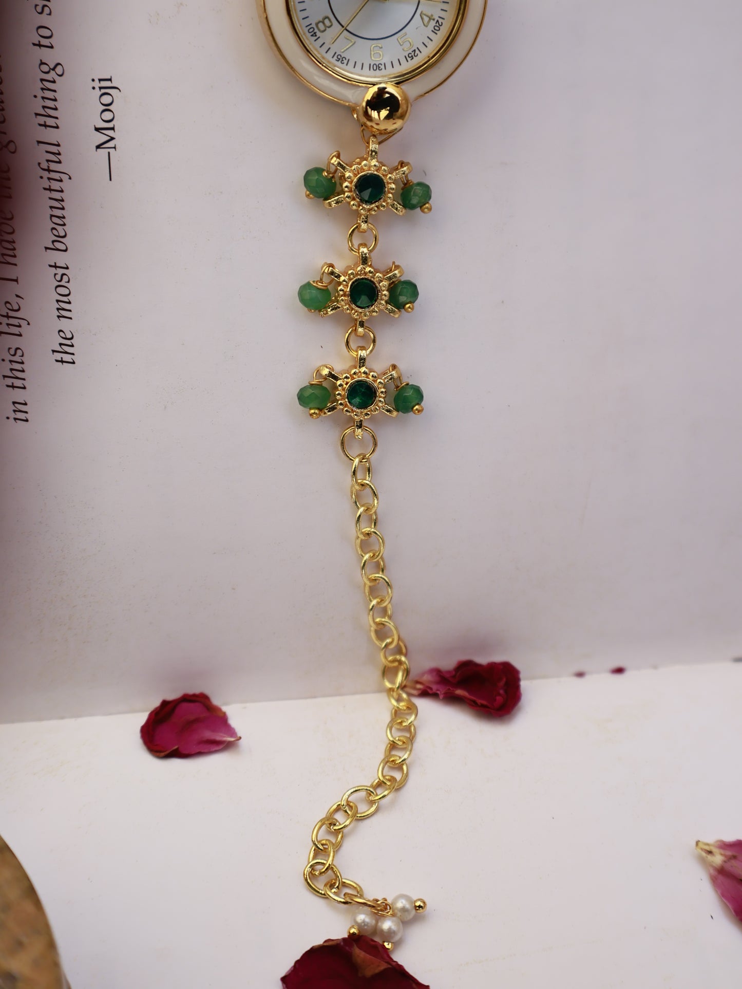 Sage Green Kundan Wrist Watch
