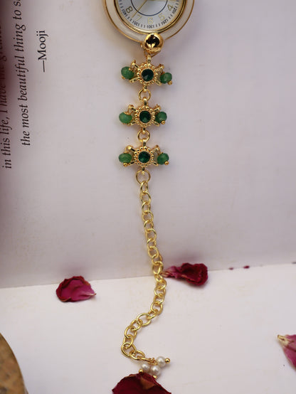Sage Green Kundan Wrist Watch