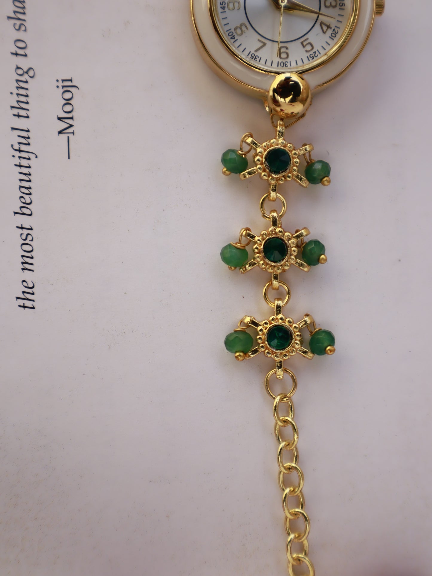 Sage Green Kundan Wrist Watch