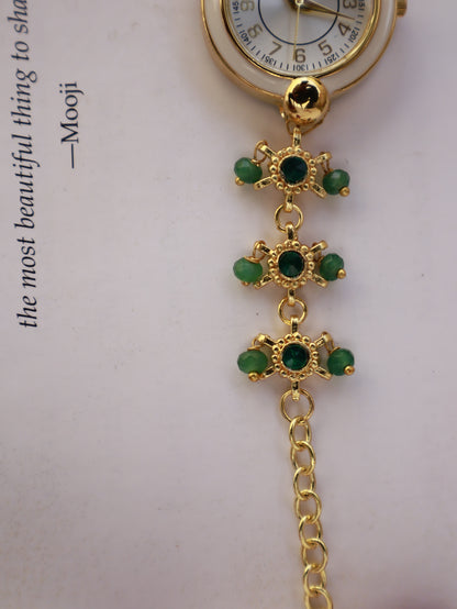 Sage Green Kundan Wrist Watch