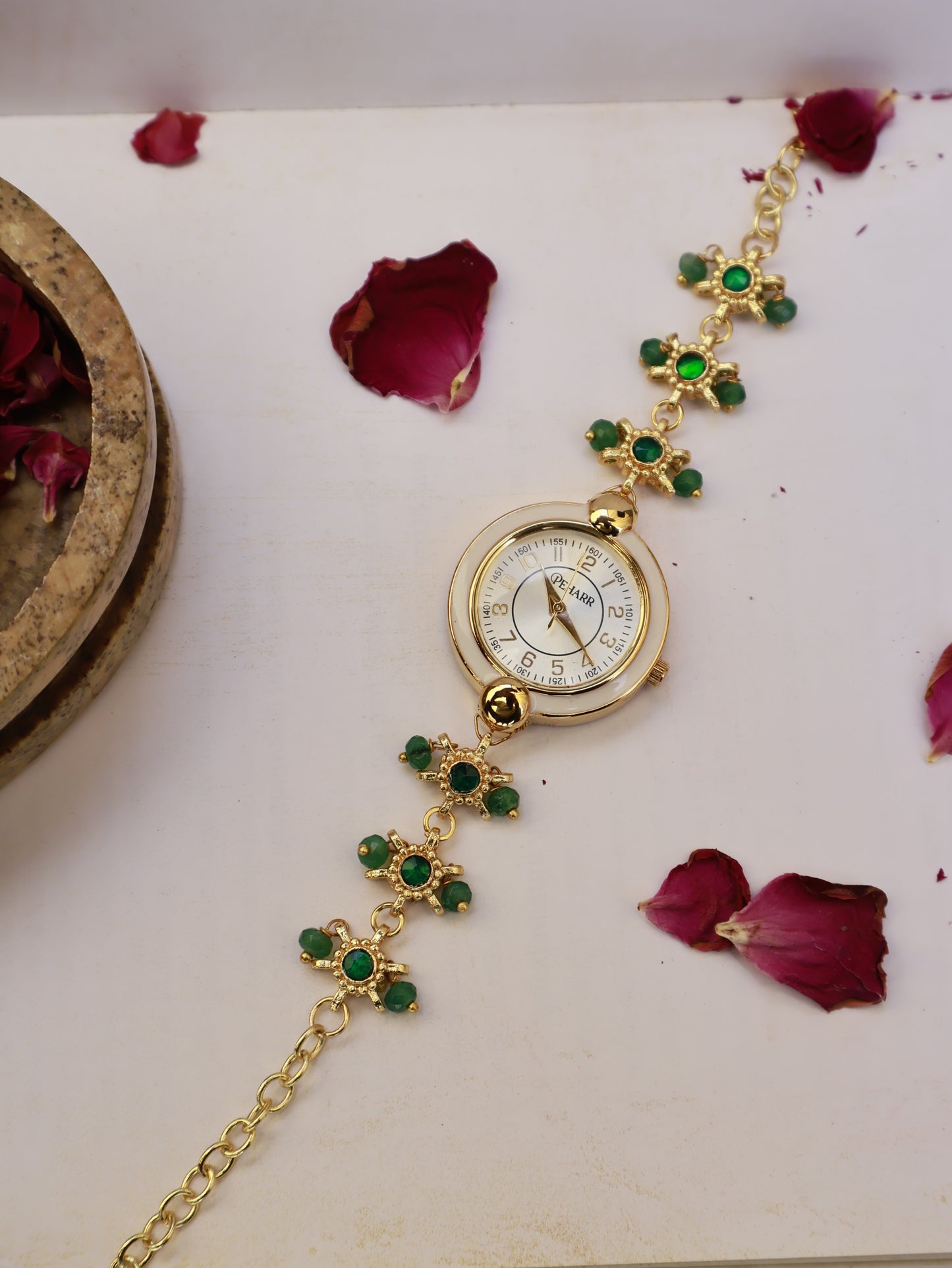 Sage Green Kundan Wrist Watch