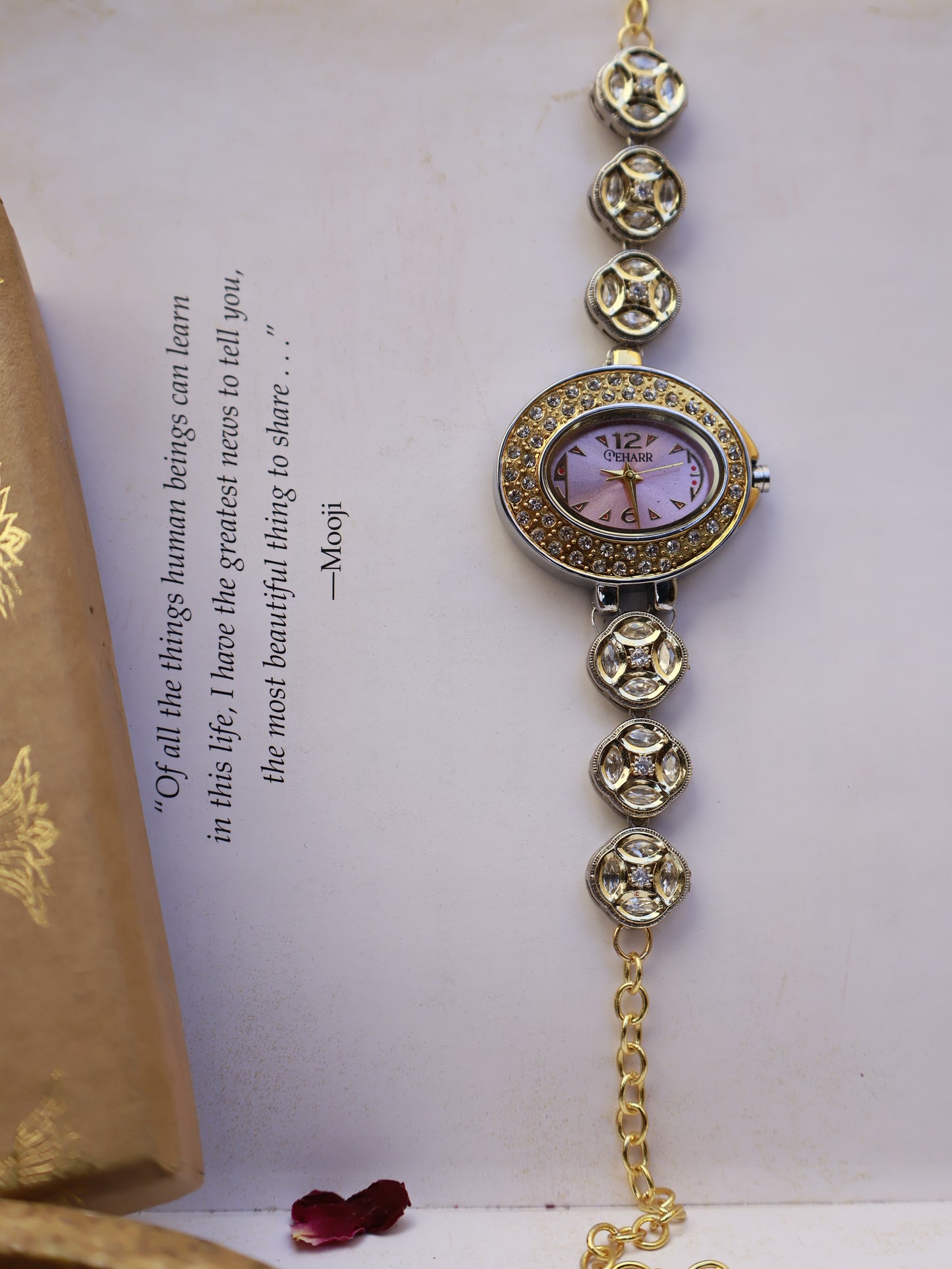 Rose Dial Polkis Flower Wrist Watch