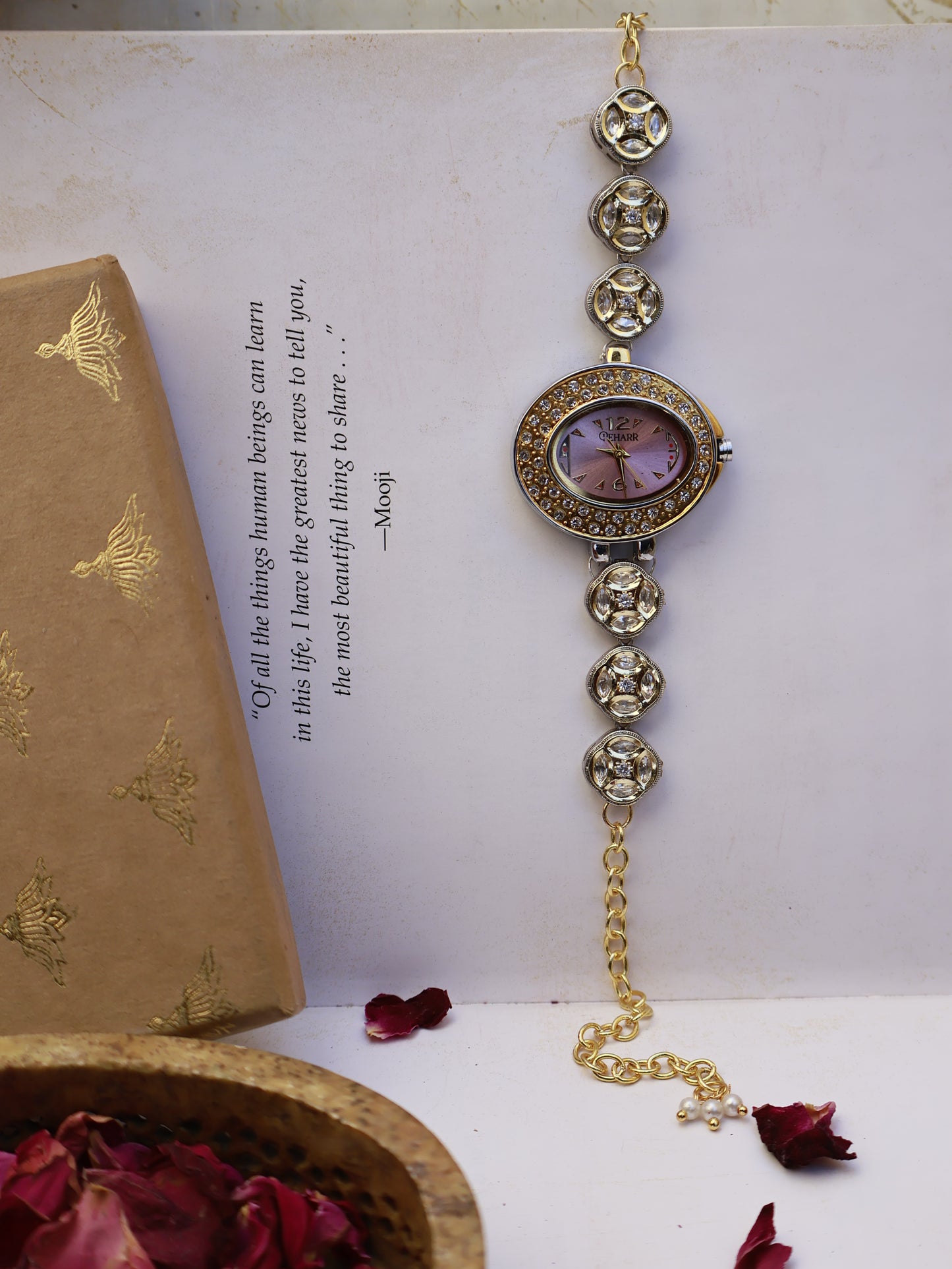 Rose Dial Polkis Flower Wrist Watch