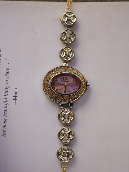 Rose Dial Polkis Flower Wrist Watch