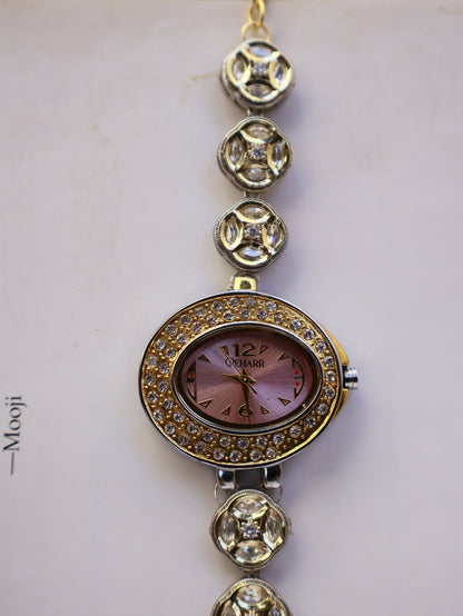 Rose Dial Polkis Flower Wrist Watch