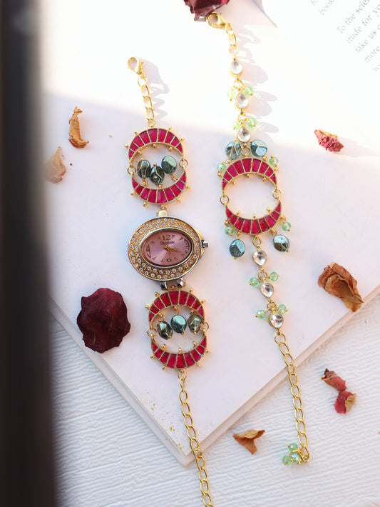 Rose Crescent Wrist Watch Set