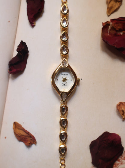 Gilded Leaf Wrist Watch